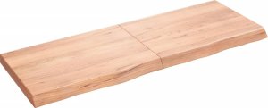 vidaXL Blat do łazienki, jasnobrązowy, 140x50x(2-6) cm, lite drewno 2