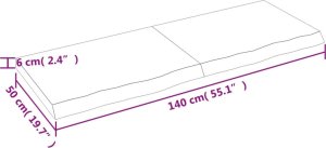 vidaXL Blat do łazienki, jasnobrązowy, 140x50x(2-6) cm, lite drewno 9