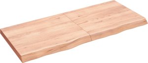 vidaXL Blat do łazienki, jasnobrązowy, 140x60x(2-6) cm, lite drewno 2