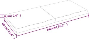 vidaXL Blat do łazienki, jasnobrązowy, 140x60x(2-6) cm, lite drewno 9