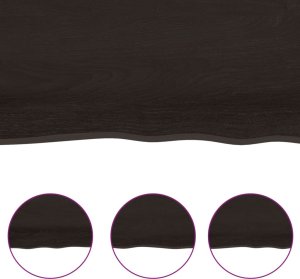vidaXL Blat stołu, ciemnobrązowy, 140x50x(2-6) cm, lite drewno dębowe 5