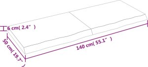 vidaXL Blat stołu, ciemnobrązowy, 140x50x(2-6) cm, lite drewno dębowe 9