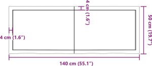 vidaXL Blat stołu, ciemnobrązowy, 140x50x(2-6) cm, lite drewno dębowe 10