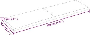 vidaXL Blat stołu, ciemnobrązowy, 180x50x(2-6) cm, lite drewno dębowe 9