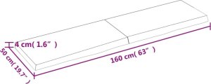 vidaXL Blat stołu, ciemnobrązowy, 160x50x(2-4) cm, lite drewno dębowe 9
