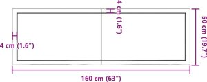 vidaXL Blat stołu, ciemnobrązowy, 160x50x(2-4) cm, lite drewno dębowe 10