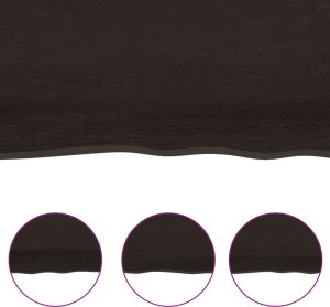 vidaXL Blat stołu, ciemnobrązowy, 180x60x(2-6) cm, lite drewno dębowe 5