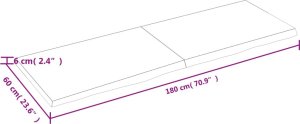 vidaXL Blat stołu, ciemnobrązowy, 180x60x(2-6) cm, lite drewno dębowe 9