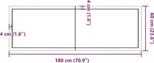 vidaXL Blat stołu, ciemnobrązowy, 180x60x(2-6) cm, lite drewno dębowe 10