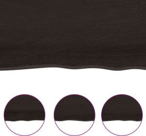 vidaXL Blat stołu, ciemnobrązowy, 200x60x(2-4) cm, lite drewno dębowe 5