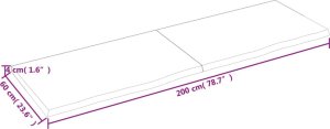 vidaXL Blat stołu, ciemnobrązowy, 200x60x(2-4) cm, lite drewno dębowe 9