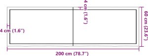 vidaXL Blat stołu, ciemnobrązowy, 200x60x(2-4) cm, lite drewno dębowe 10