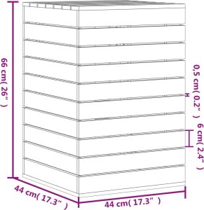 vidaXL Kosz na pranie, 44x44x66 cm, lite drewno sosnowe 10