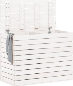 vidaXL Kosz na pranie, biały, 88,5x44x66 cm, lite drewno sosnowe 3