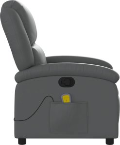 vidaXL Rozkładany fotel masujący, szary, obity sztuczną skórą 4