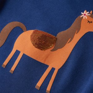 vidaXL Koszulka dziecięca z długimi rękawami, granatowa, 128 4