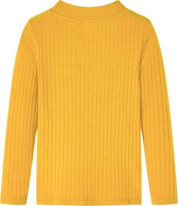 vidaXL Koszulka dziecięca z długimi rękawami, prążkowana, ciemna ochra, 104 2