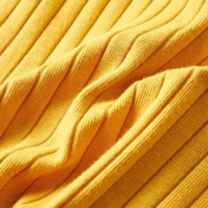 vidaXL Koszulka dziecięca z długimi rękawami, prążkowana, ciemna ochra, 104 7