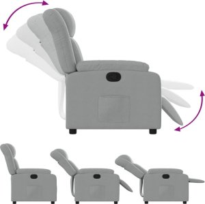 vidaXL Fotel rozkładany, jasnoszary, tapicerowany tkaniną 4