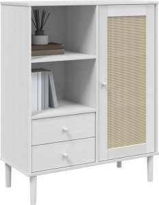 vidaXL Szafka SENJA, imitacja rattanu, biała, 90x40x112 cm, sosnowa 3