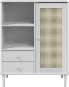 vidaXL Szafka SENJA, imitacja rattanu, biała, 90x40x112 cm, sosnowa 5