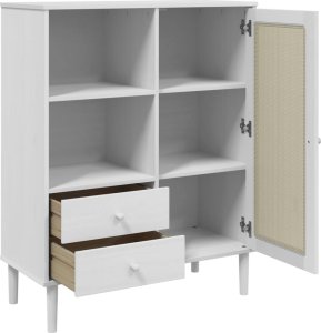 vidaXL Szafka SENJA, imitacja rattanu, biała, 90x40x112 cm, sosnowa 6