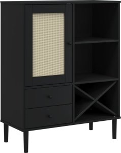 vidaXL Szafka SENJA, imitacja rattanu, czarna, 90x40x112 cm, sosnowa 2