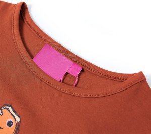 vidaXL Koszulka dziecięca z długimi rękawami, koniakowa, 128 3