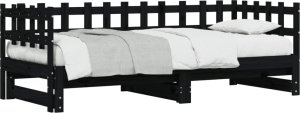 vidaXL Łóżko rozsuwane, czarne, 2x(90x200) cm, lite drewno sosnowe 4