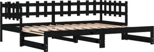 vidaXL Łóżko rozsuwane, czarne, 2x(90x200) cm, lite drewno sosnowe 5