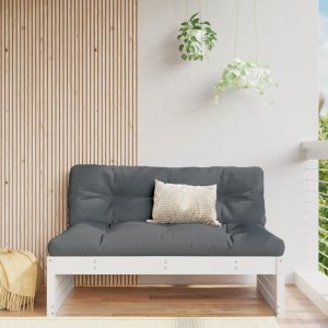 vidaXL Sofa środkowa do ogrodu, biała, 120x80 cm, lite drewno sosnowe 1