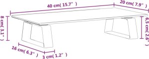 vidaXL Podstawka pod monitor, biała, 40x20x8 cm, szkło i metal 8