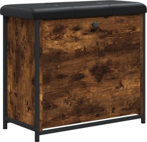 vidaXL Ławka na buty z uchylaną szufladą, przydymiony dąb, 62x32x56 cm 2