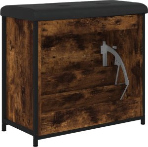 vidaXL Ławka na buty z uchylaną szufladą, przydymiony dąb, 62x32x56 cm 8