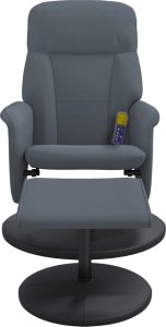 vidaXL Rozkładany fotel masujący z podnóżkiem, ciemnoszary, aksamit 4