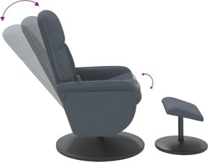vidaXL Rozkładany fotel masujący z podnóżkiem, ciemnoszary, aksamit 7