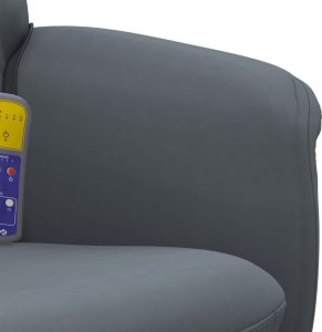 vidaXL Rozkładany fotel masujący z podnóżkiem, ciemnoszary, aksamit 8