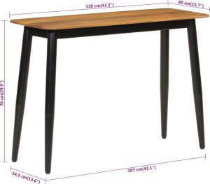 vidaXL Stolik konsolowy, 110x40x76 cm, lite drewno mango i żelazo 8