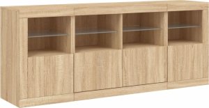 vidaXL Szafka z oświetleniem LED, dąb sonoma, 163x37x67 cm 5