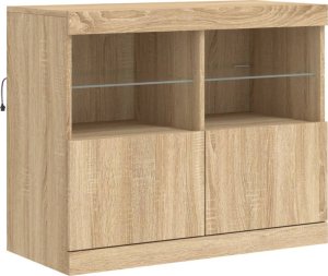 vidaXL Szafka z oświetleniem LED, dąb sonoma, 163x37x67 cm 10
