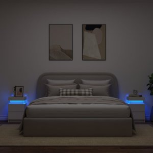 vidaXL Szafki nocne z oświetleniem LED, 2 szt., białe, 35x39x55 cm 4