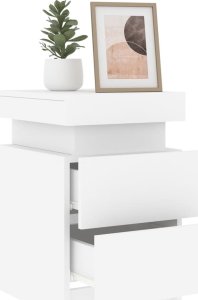 vidaXL Szafki nocne z oświetleniem LED, 2 szt., białe, 35x39x55 cm 5