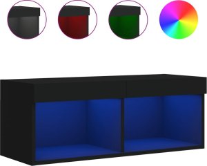 vidaXL Szafka TV z LED, czarna, 80x30x30 cm 2