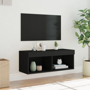 vidaXL Szafka TV z LED, czarna, 80x30x30 cm 5