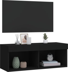 vidaXL Szafka TV z LED, czarna, 80x30x30 cm 6