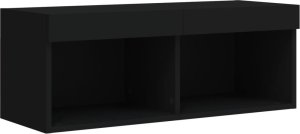 vidaXL Szafka TV z LED, czarna, 80x30x30 cm 7