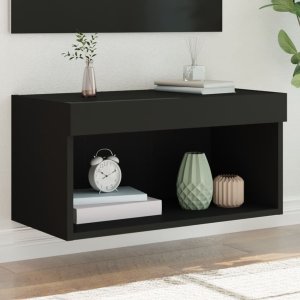 vidaXL Szafka pod TV, z oświetleniem LED, czarna, 60x30x30 cm 1