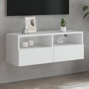 vidaXL Ścienna szafka TV, biała, 80x30x30 cm, materiał drewnopochodny 1