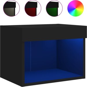 vidaXL Szafka nocna z oświetleniem LED, ścienna, czarna 2