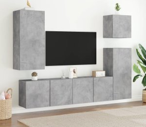 vidaXL Ścienna szafka TV, szarość betonu, 80x30x41 cm 11